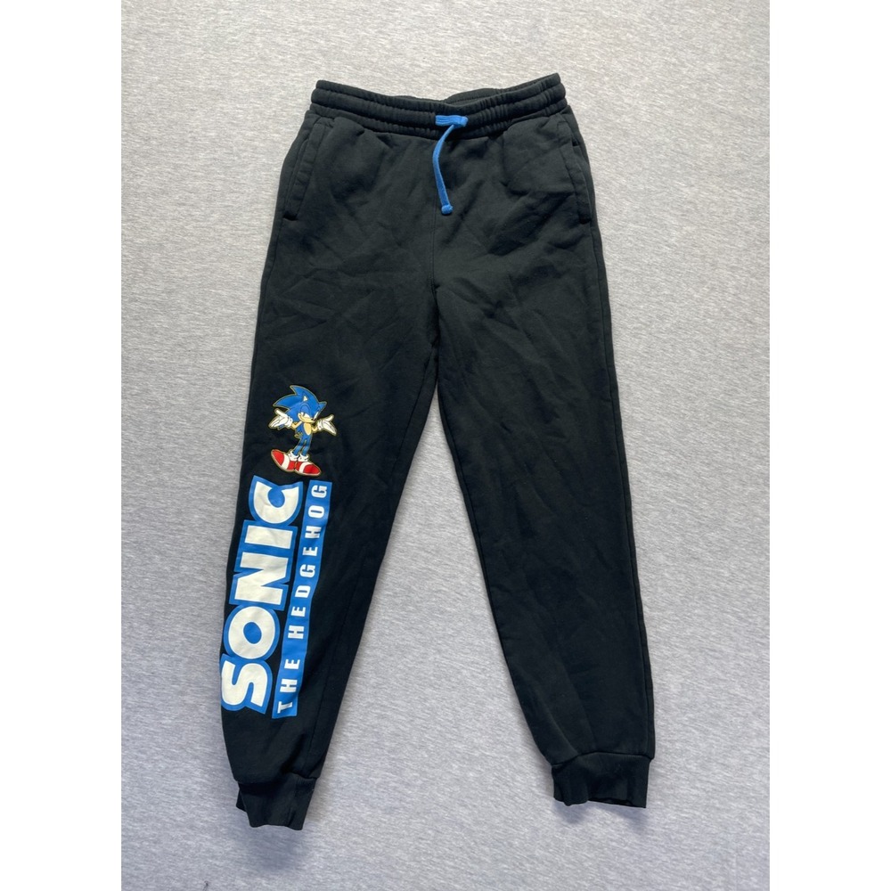 Sonic The Hedgehog Sweatpants Boys XL Black Fleece Graphic Print Drawstring